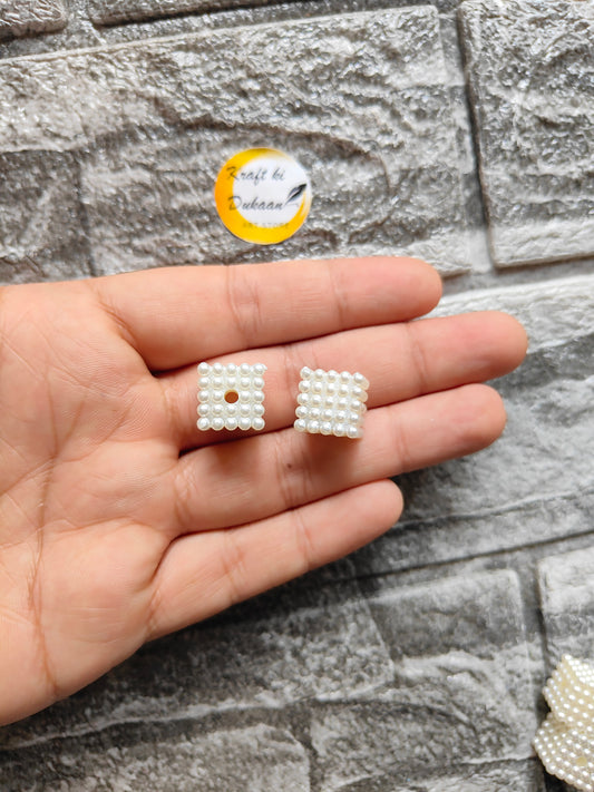 Pearl Square Beads Pack of 25 - Kraft ki Dukaan