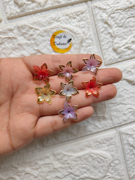 Star Flower Beads Multi pack of 50 - Kraft ki Dukaan