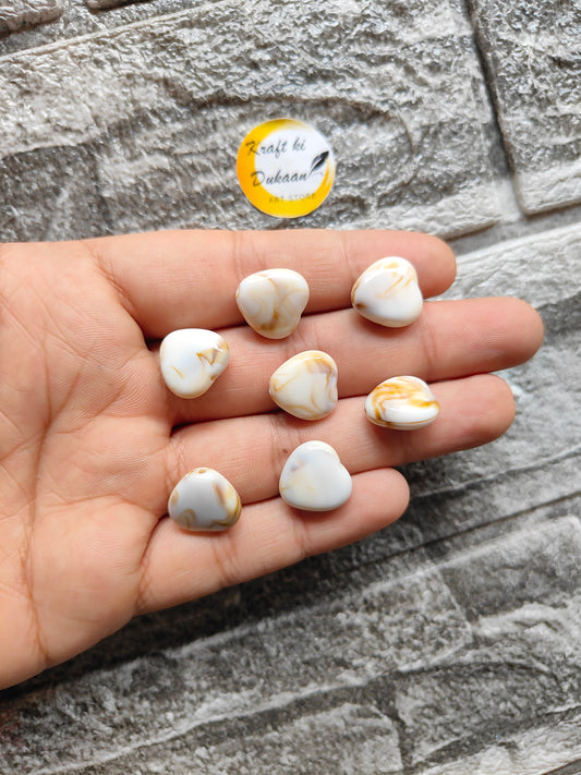 Marble Beads Heart Pack of 25 - Kraft ki Dukaan