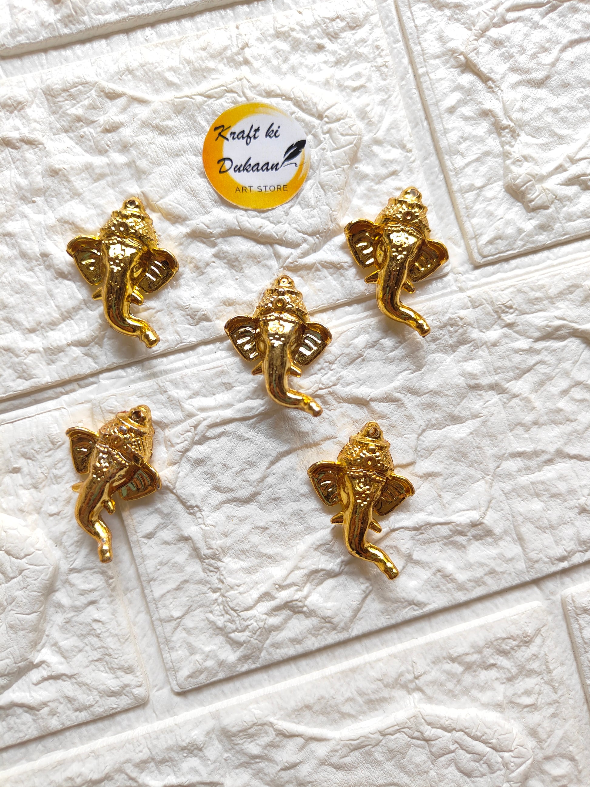 Golden Ganpati Face A1 Pack of 25 - Kraft ki Dukaan
