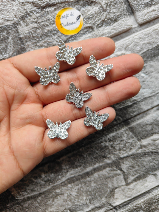Silver Butterfly Diamond Beads Pack of 50 - Kraft ki Dukaan