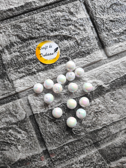 ABS Rainbow White Beads - Kraft ki Dukaan