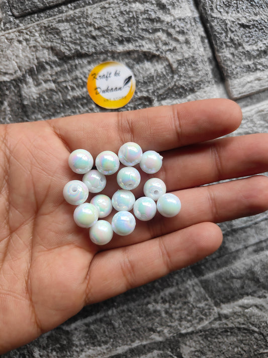 ABS Rainbow White Beads - Kraft ki Dukaan