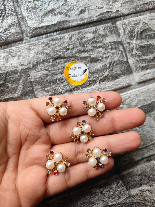 Golden Pearl Flower Multi Diamond Beads Pack of 50 - Kraft ki Dukaan