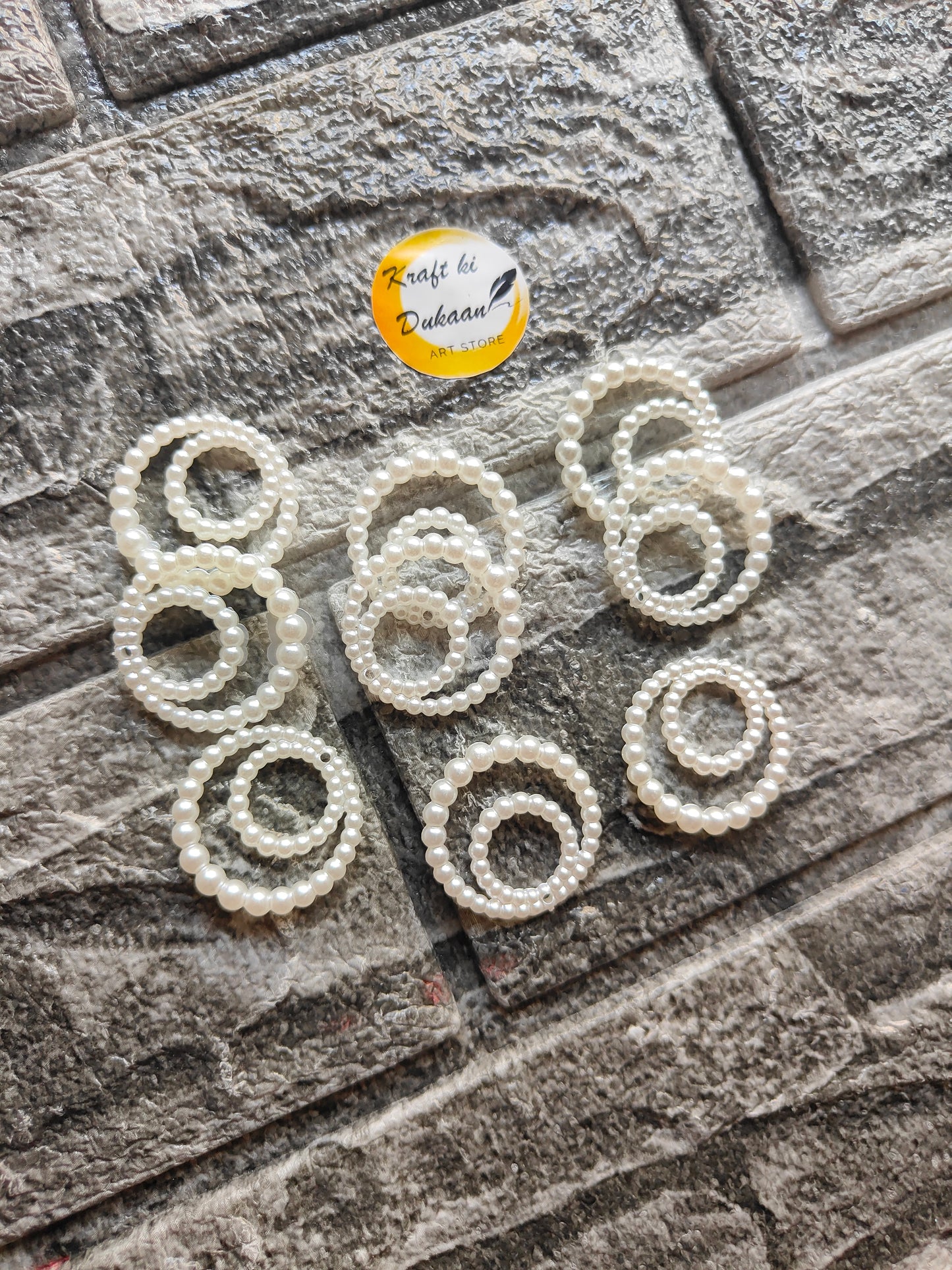 ABS double pearl ring beads Pack of 50 - Kraft ki Dukaan