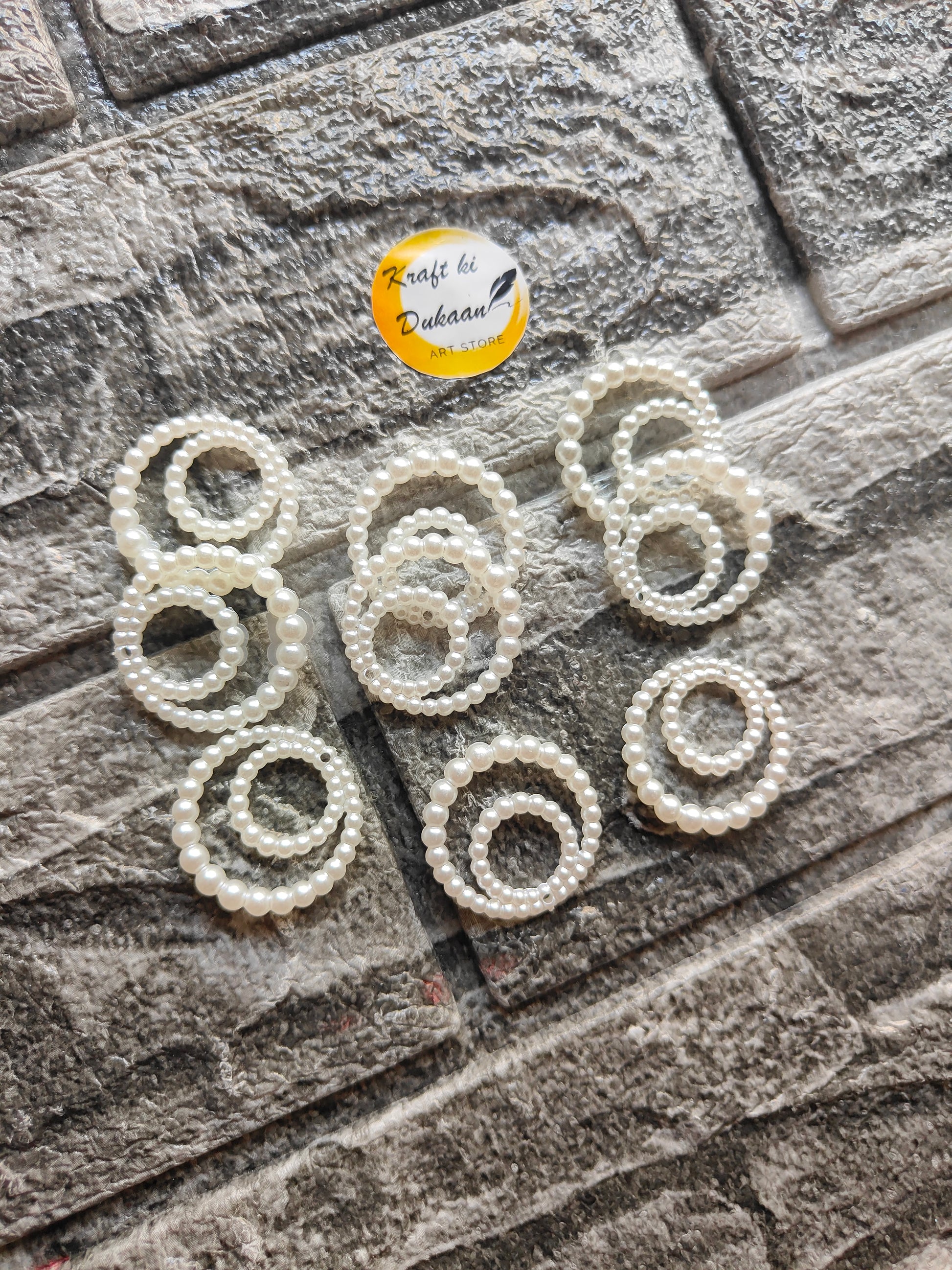 ABS double pearl ring beads Pack of 50 - Kraft ki Dukaan