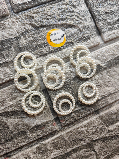 ABS double pearl ring beads Pack of 50 - Kraft ki Dukaan