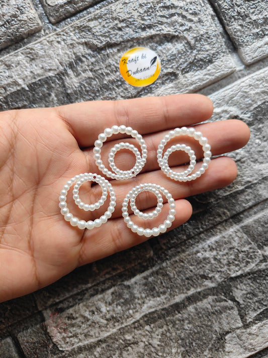 ABS double pearl ring beads Pack of 50 - Kraft ki Dukaan