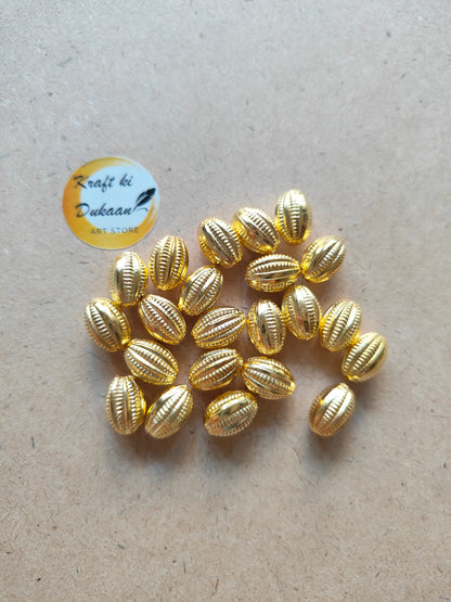 Golden Nariyal Beads Pack of 50 - Kraft ki Dukaan