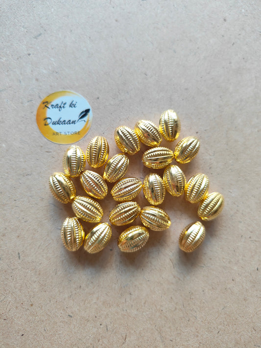 Golden Nariyal Beads Pack of 50 - Kraft ki Dukaan