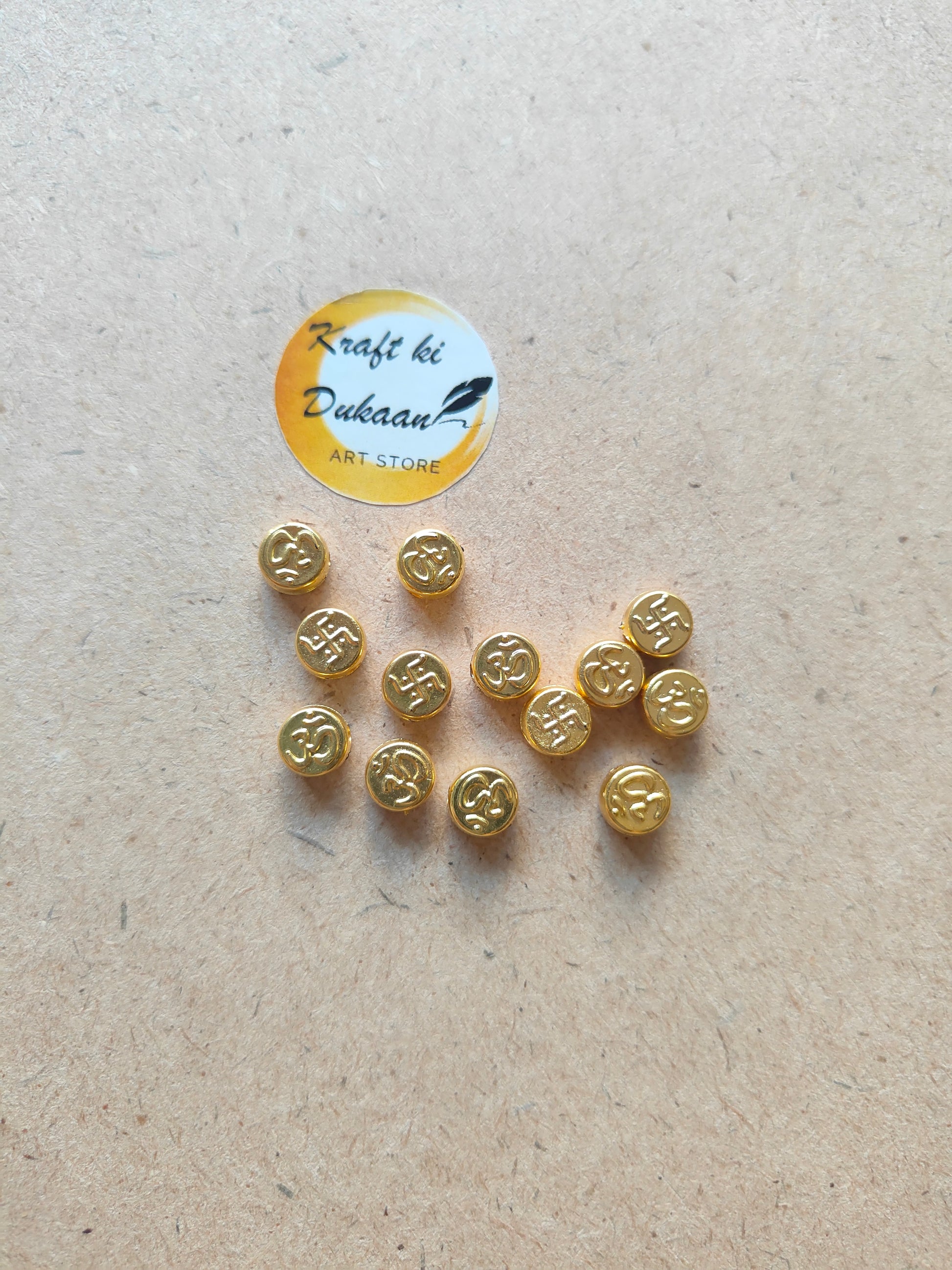 Small Om Swastik Beads Pack of 100 - Kraft ki Dukaan