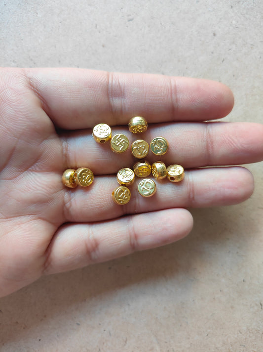 Small Om Swastik Beads Pack of 100 - Kraft ki Dukaan