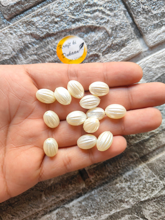White Nariyal Beads Pack of 50 - Kraft ki Dukaan