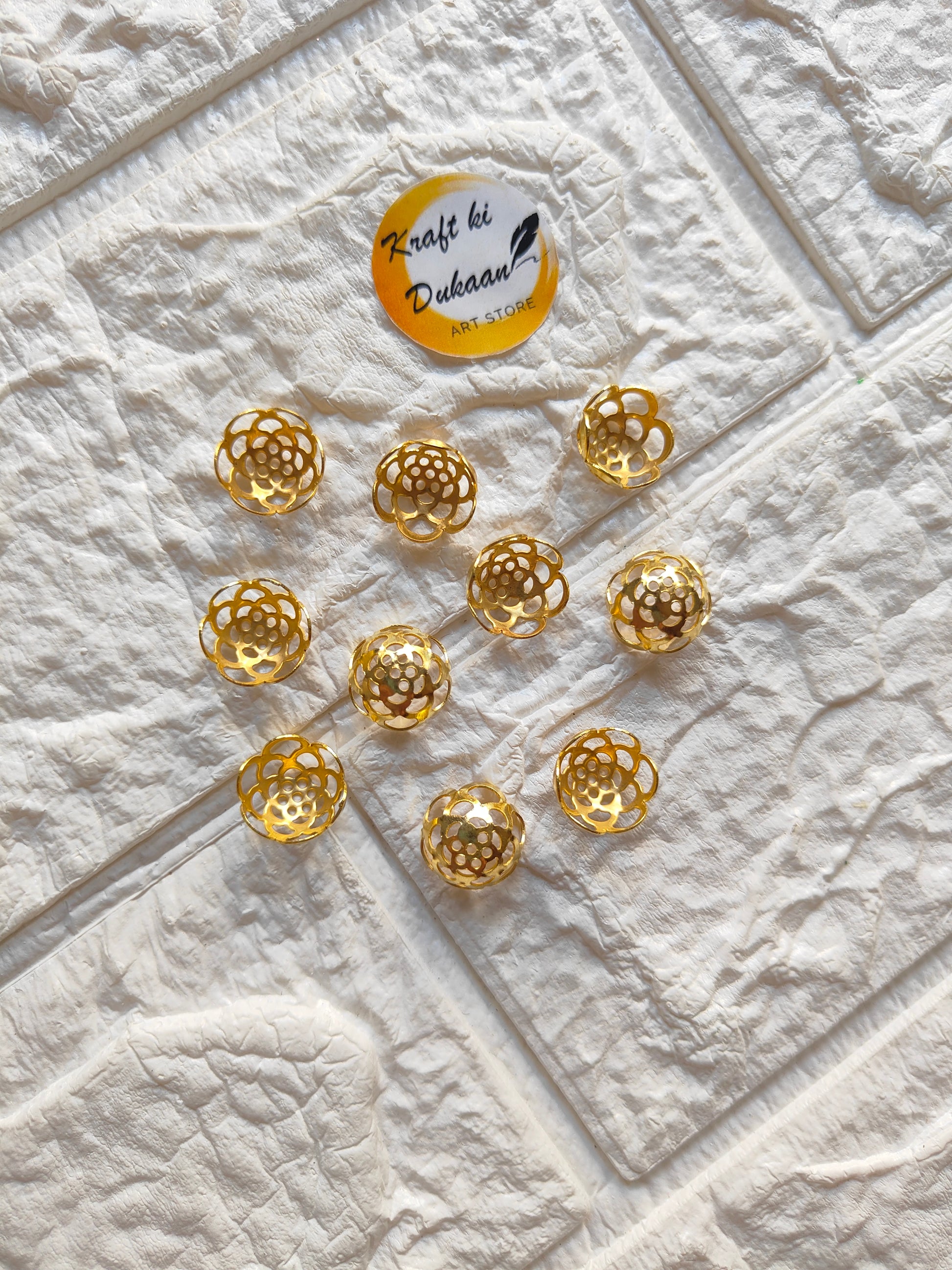 Metal Gold Chakri Beads Pack of 50 - Kraft ki Dukaan