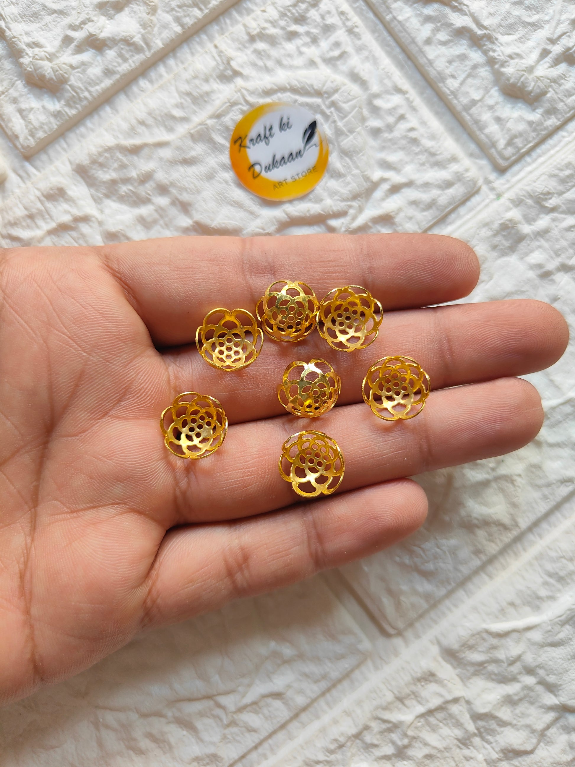 Metal Gold Chakri Beads Pack of 50 - Kraft ki Dukaan