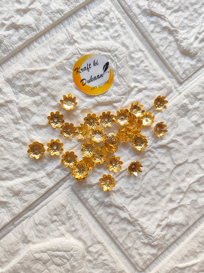 Metal Small Flower Beads Pack of 50 - Kraft ki Dukaan