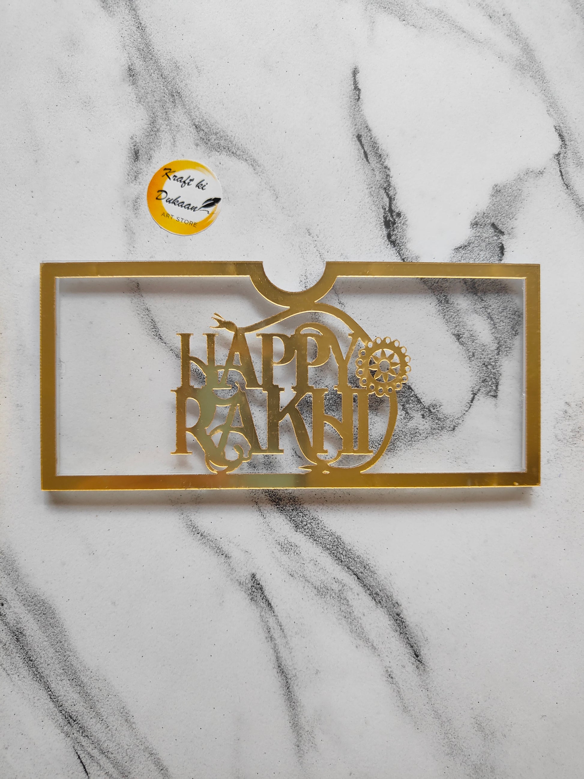 Acrylic Golden Rakhi Envelope A1 - Kraft ki Dukaan