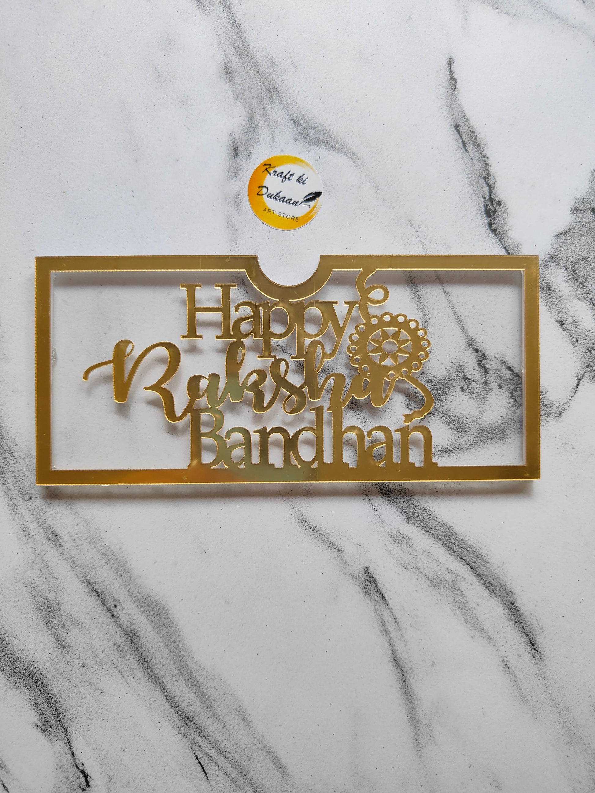 Acrylic Golden Rakhi Envelope A2 - Kraft ki Dukaan