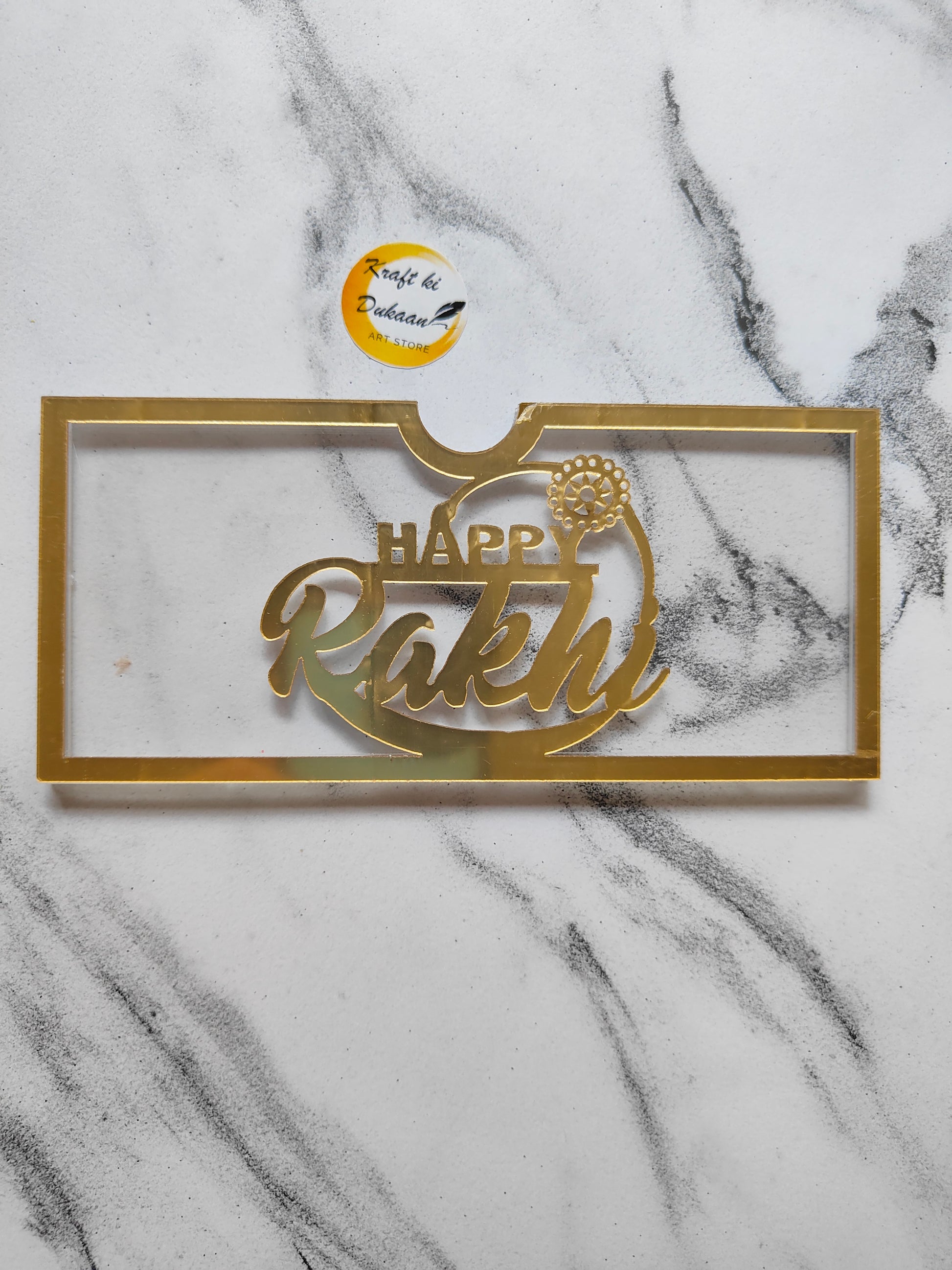 Acrylic Golden Rakhi Envelope A3 - Kraft ki Dukaan