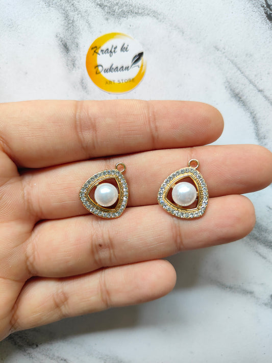 Metal Pearl Diamond Pendant Pack of 10 A2 - Kraft ki Dukaan
