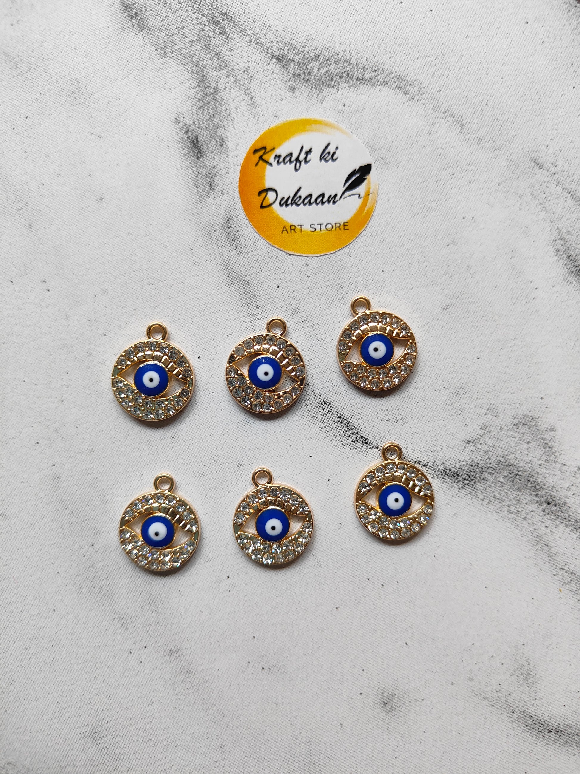 Metal Evil Eye Pendant Pack of 10 A1 - Kraft ki Dukaan