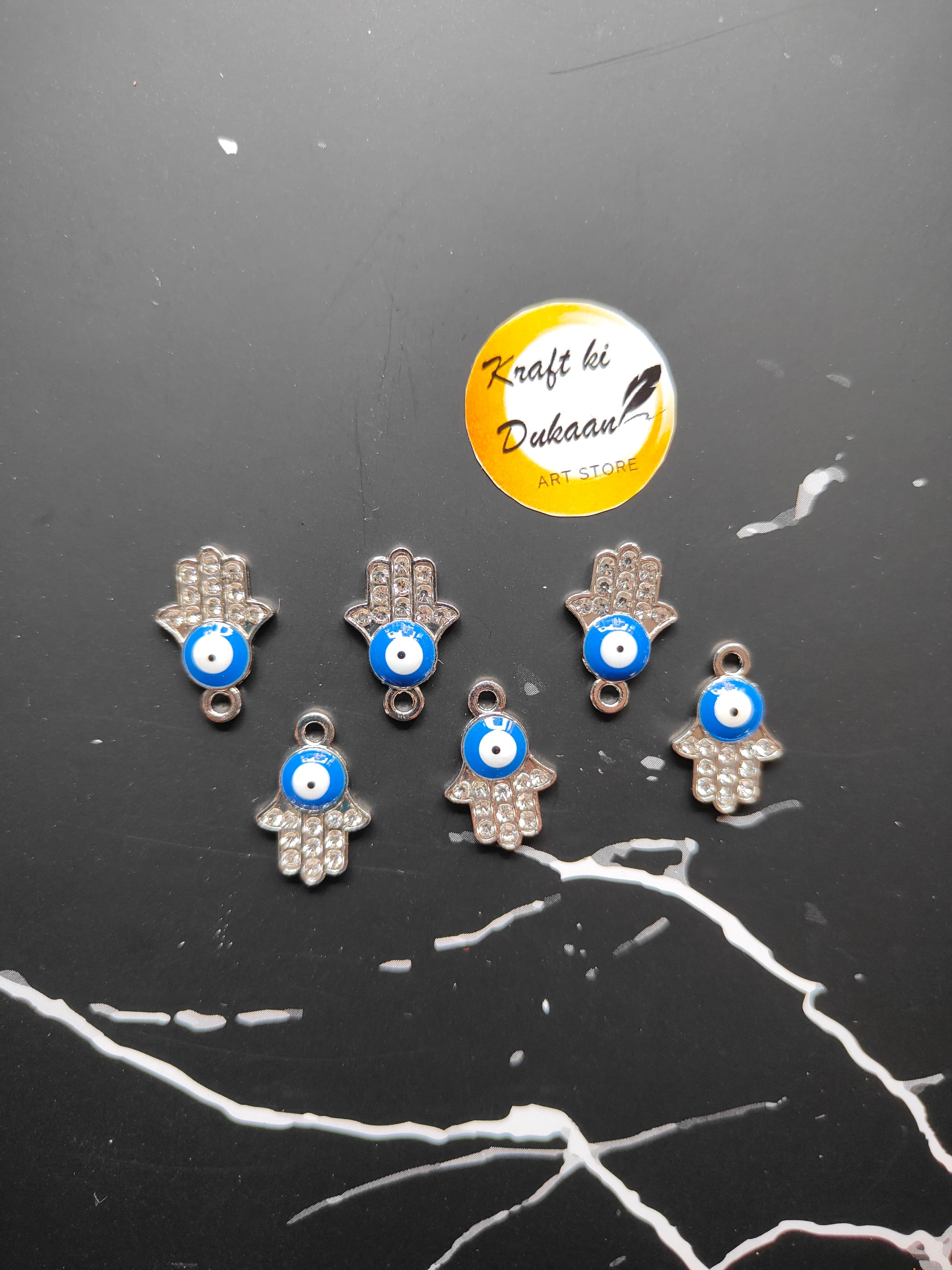 Metal Evil Eye Pendant Pack of 10 A2 - Kraft ki Dukaan