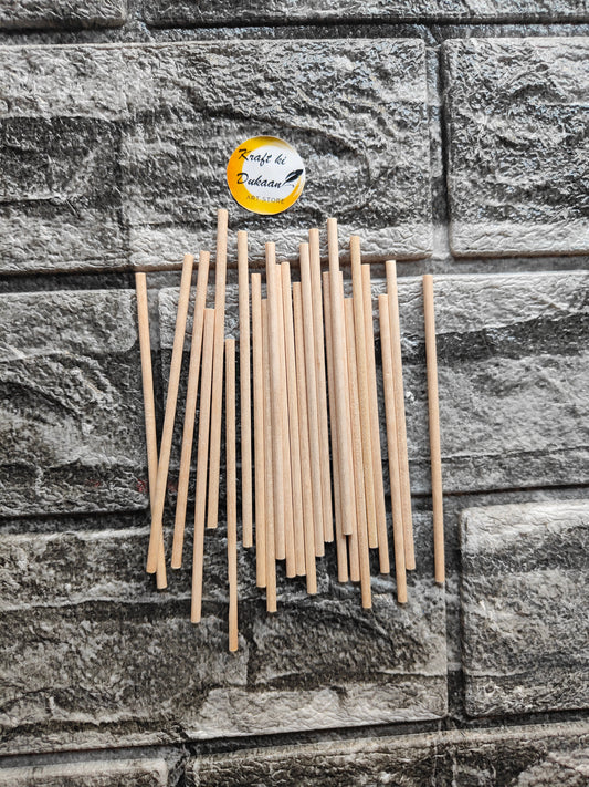 Craft Wood Round Plain Sticks 0.3x10CM - Kraft ki Dukaan