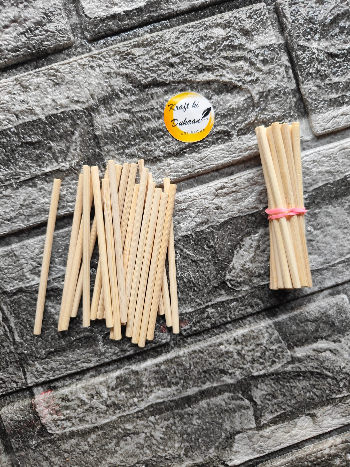 Craft Wood Round Plain Sticks - Kraft ki Dukaan