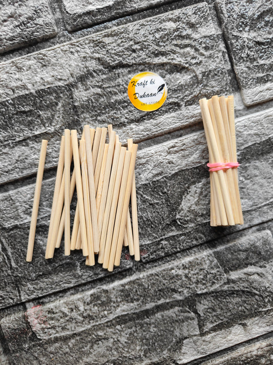 Craft Wood Round Plain Sticks - Kraft ki Dukaan