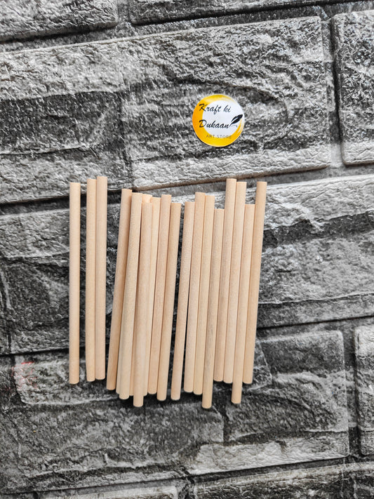 Craft Wood Round Plain Sticks 0.5x10CM - Kraft ki Dukaan