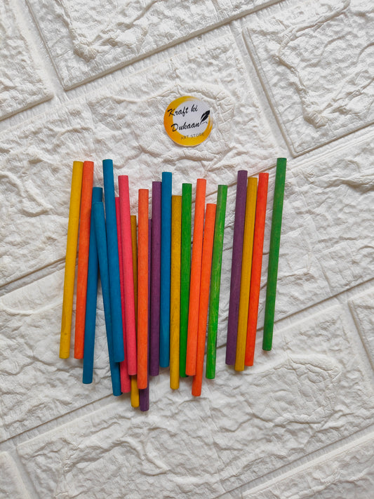 Craft Wood Round Color Sticks 0.5x10CM - Kraft ki Dukaan