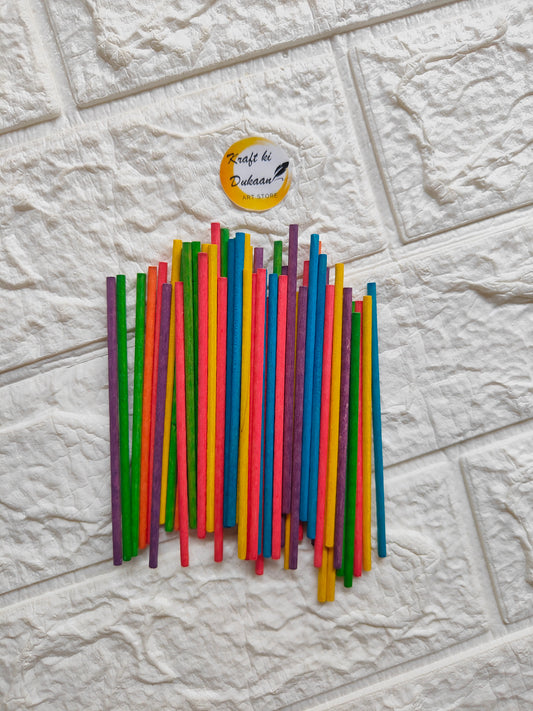 Craft Wood Round Color Sticks 0.3x10CM - Kraft ki Dukaan