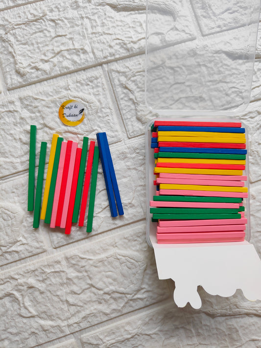 Craft Wood Square Color Sticks - Kraft ki Dukaan