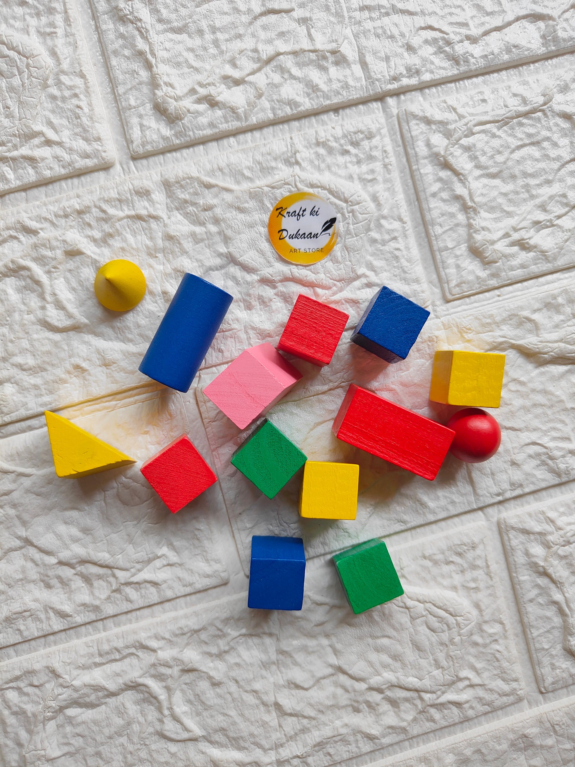Craft Wood Mixed Shape Color Block - Kraft ki Dukaan