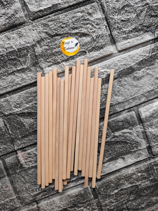 Craft Wood Round Plain Sticks 0.5x15CM - Kraft ki Dukaan