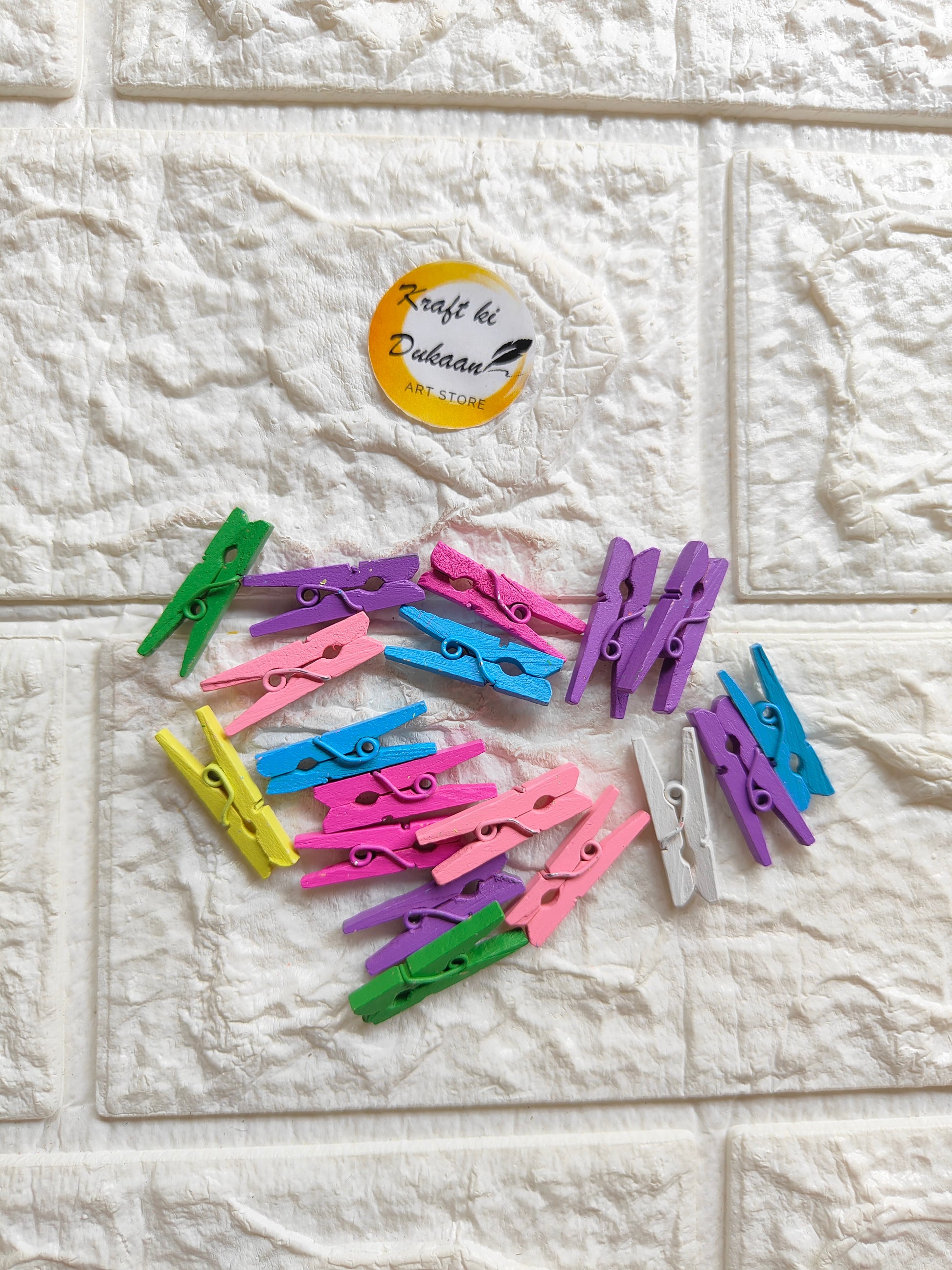 Wooden Color Clips Pack of 50 - Kraft ki Dukaan