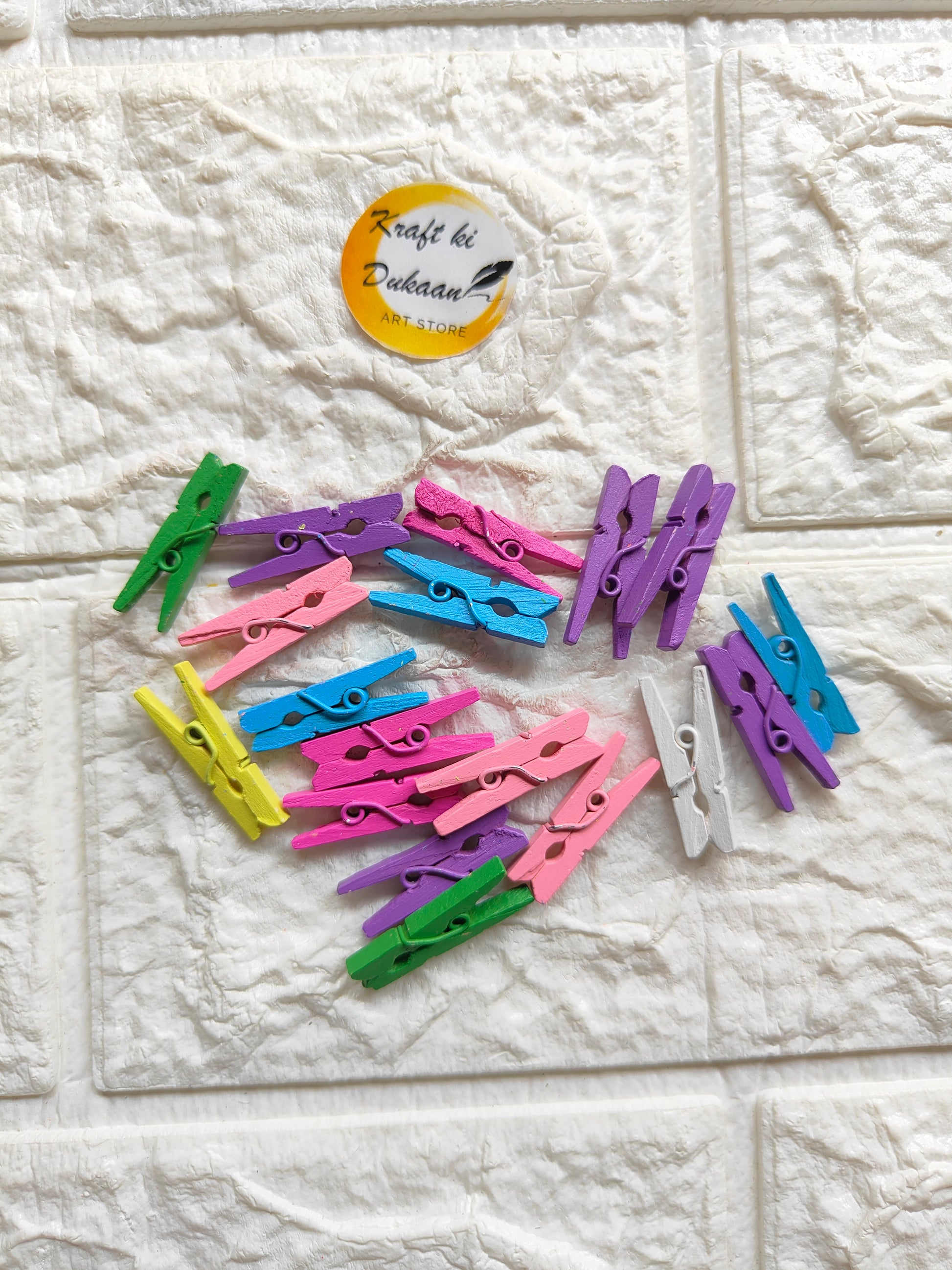 Wooden Color Clips Pack of 50 - Kraft ki Dukaan