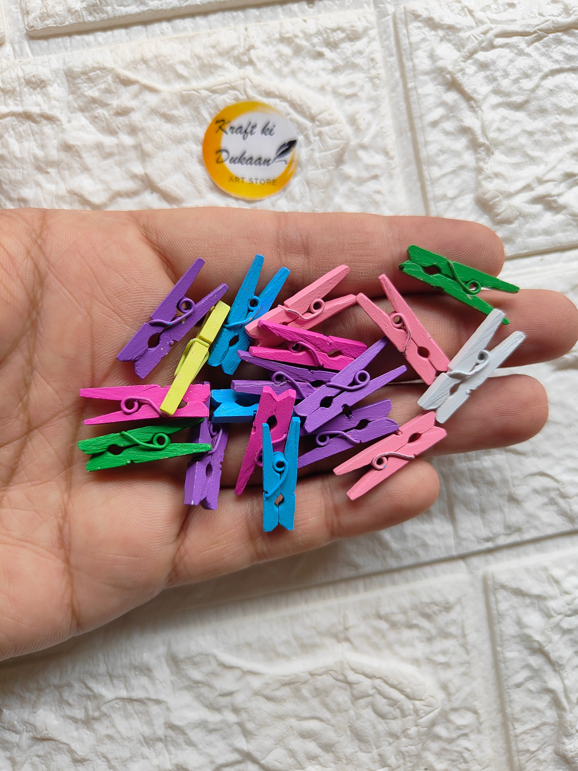 Wooden Color Clips Pack of 50 - Kraft ki Dukaan