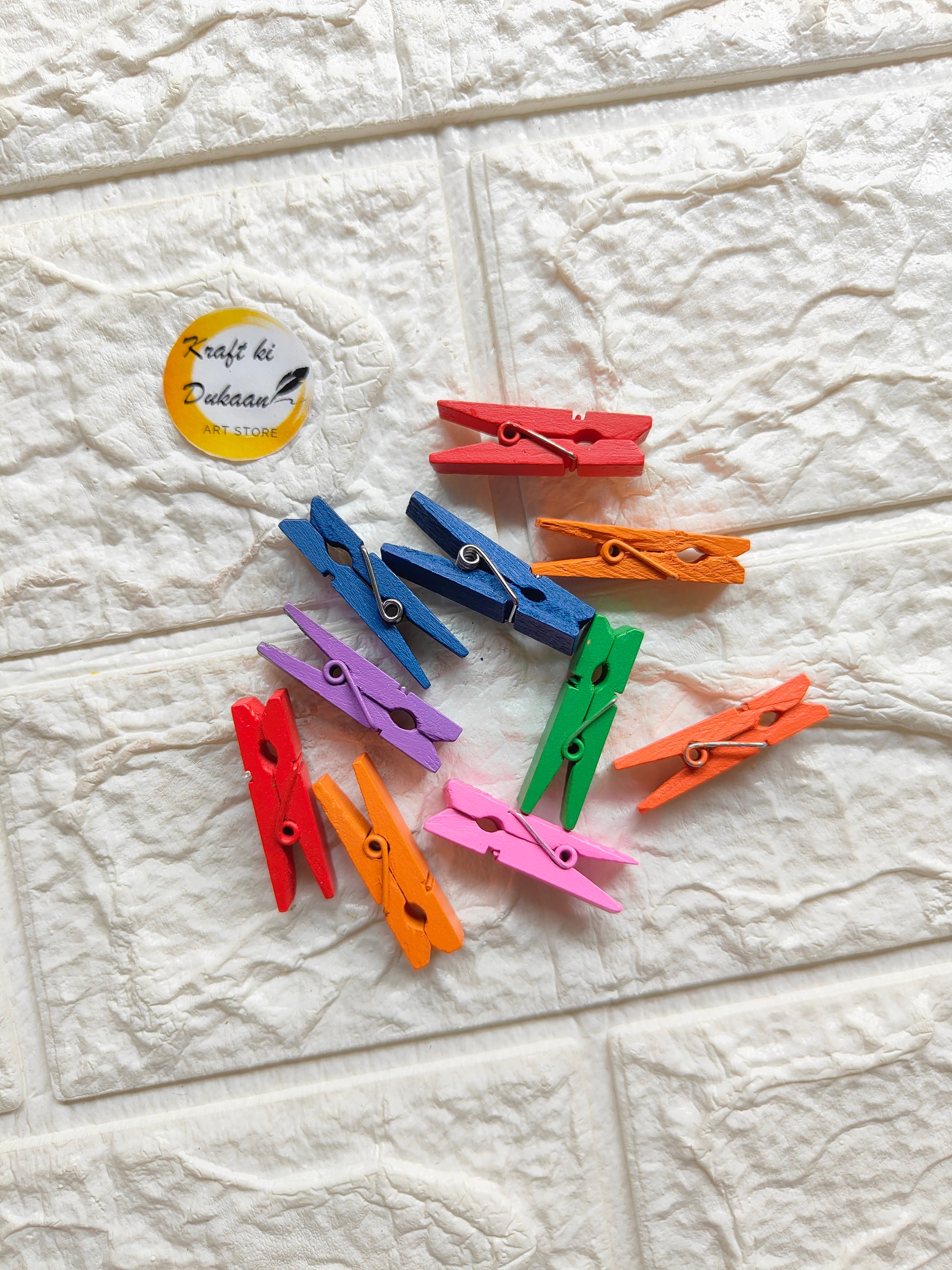 Wooden Color Clips Pack of 50 - Kraft ki Dukaan