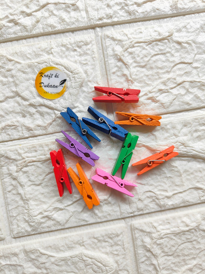 Wooden Color Clips Pack of 50 - Kraft ki Dukaan