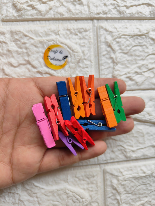 Wooden Color Clips Pack of 50 - Kraft ki Dukaan