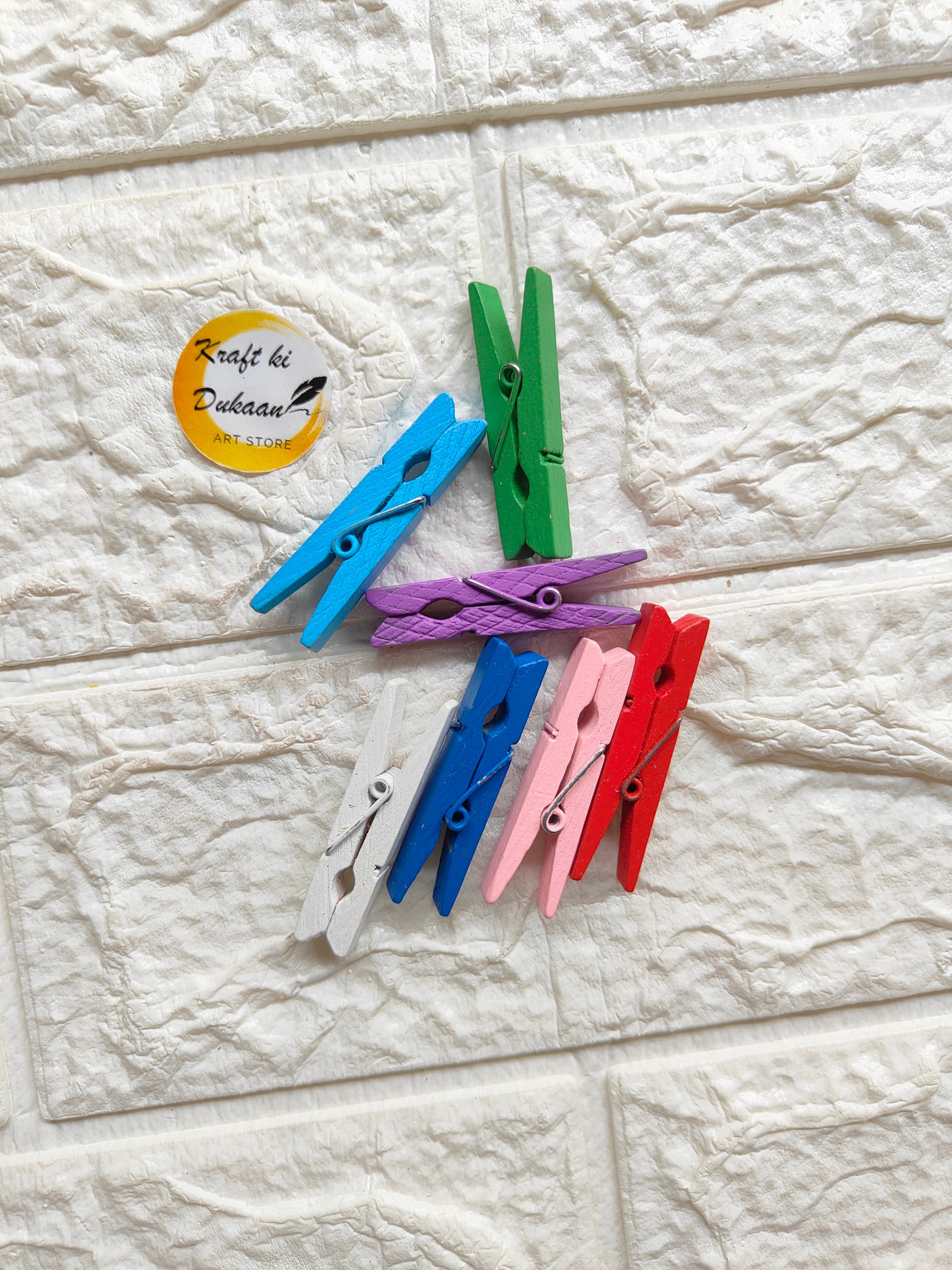 Wooden Color Clips Pack of 50 - Kraft ki Dukaan