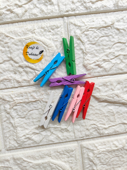 Wooden Color Clips Pack of 50 - Kraft ki Dukaan