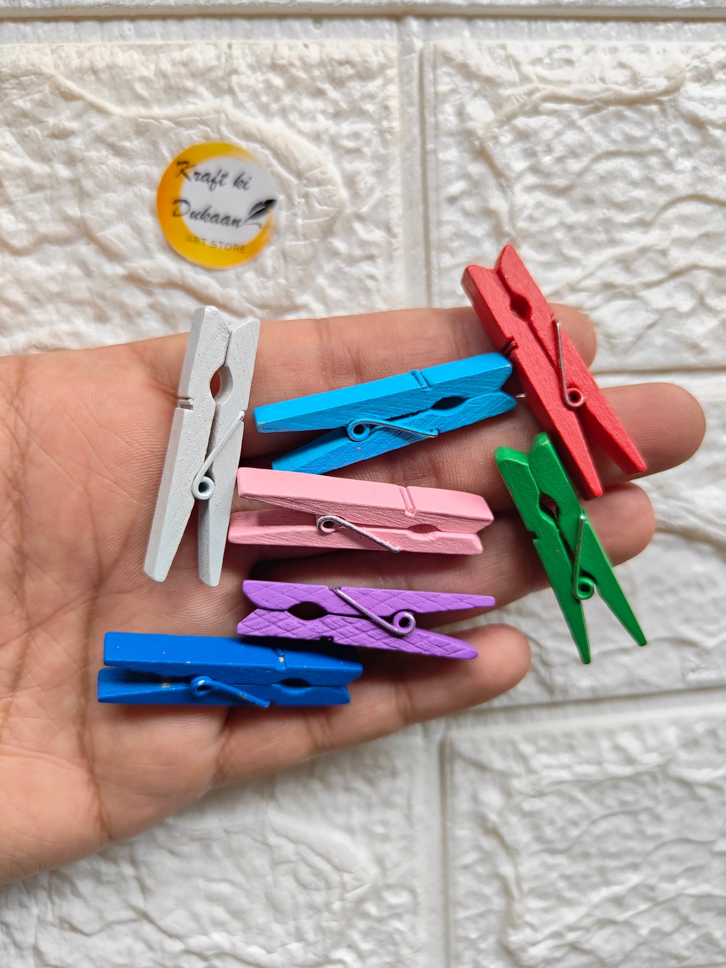 Wooden Color Clips Pack of 50 - Kraft ki Dukaan
