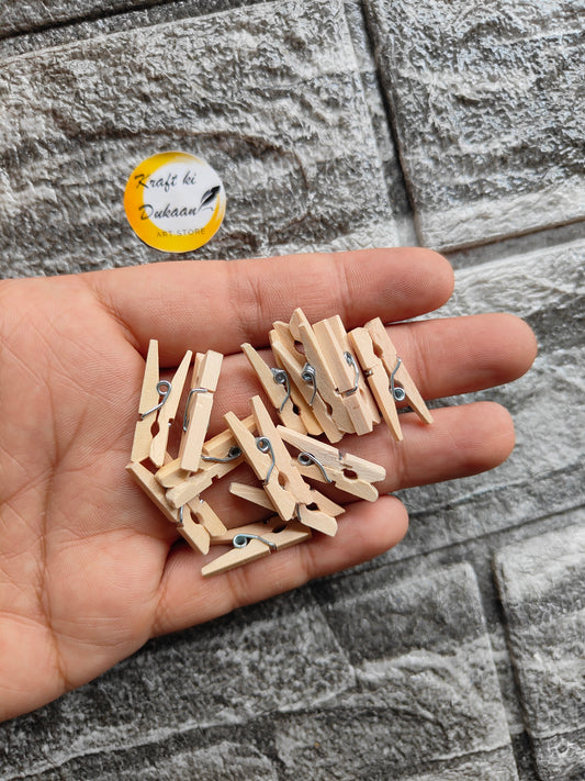 Wooden Plain Clips Pack of 50 - Kraft ki Dukaan