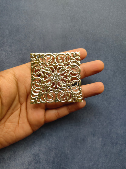 Golden Metal Square T-Light Plate