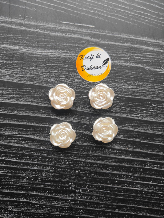 White Rose Beads Pack of 50