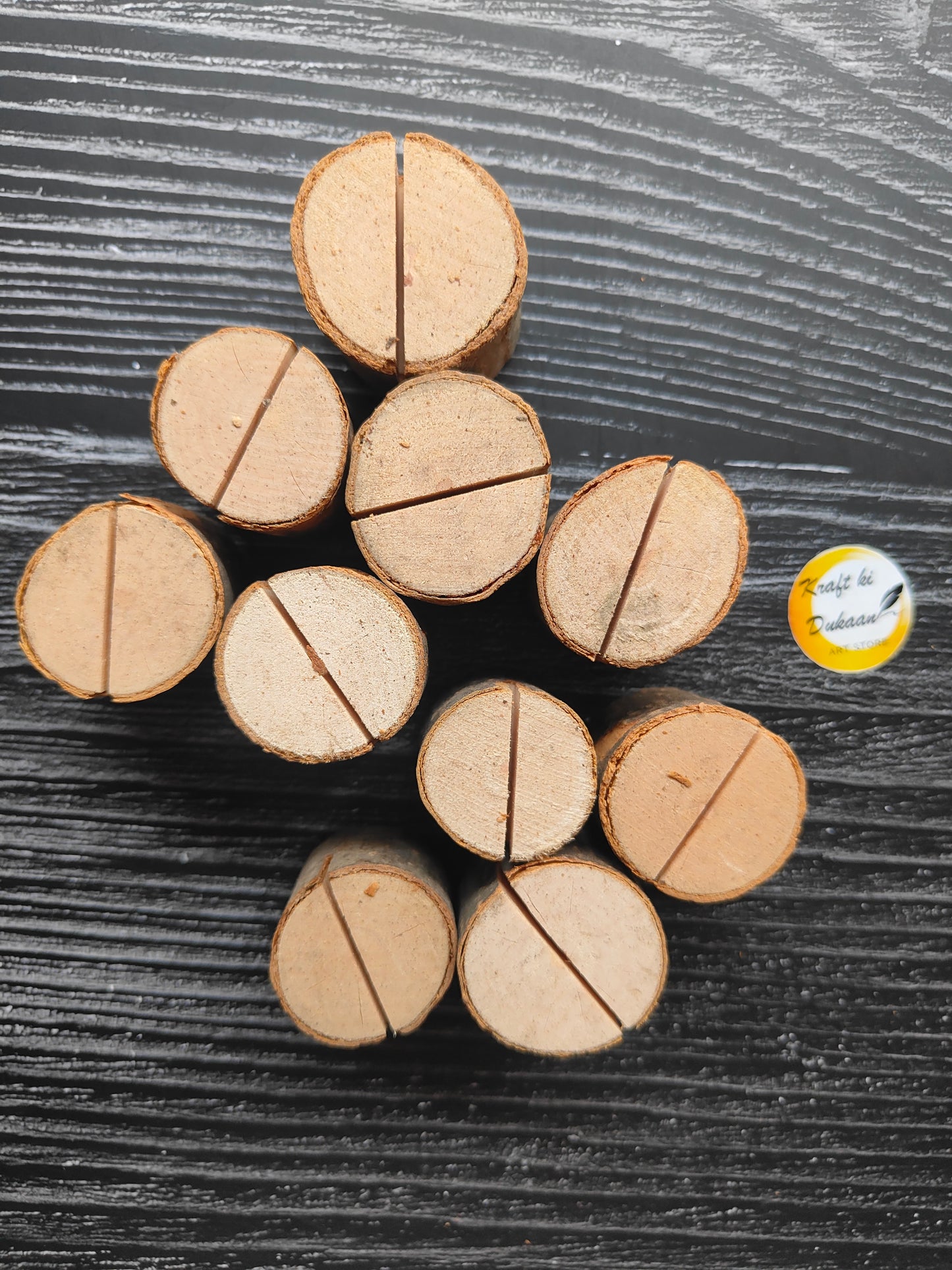 Wooden Slice Card Holder Round Pack of 10