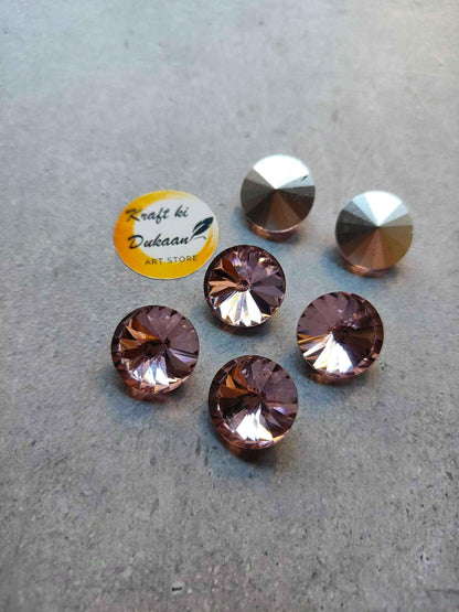 Round diamond glass beads, rose-gold 18mm, pack of 10 beads with faceted shine