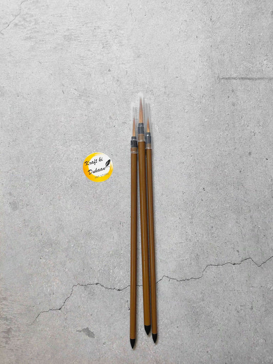 Paint Brush and Emboss Tool 3PC Set with wooden-handled brushes and fine tips